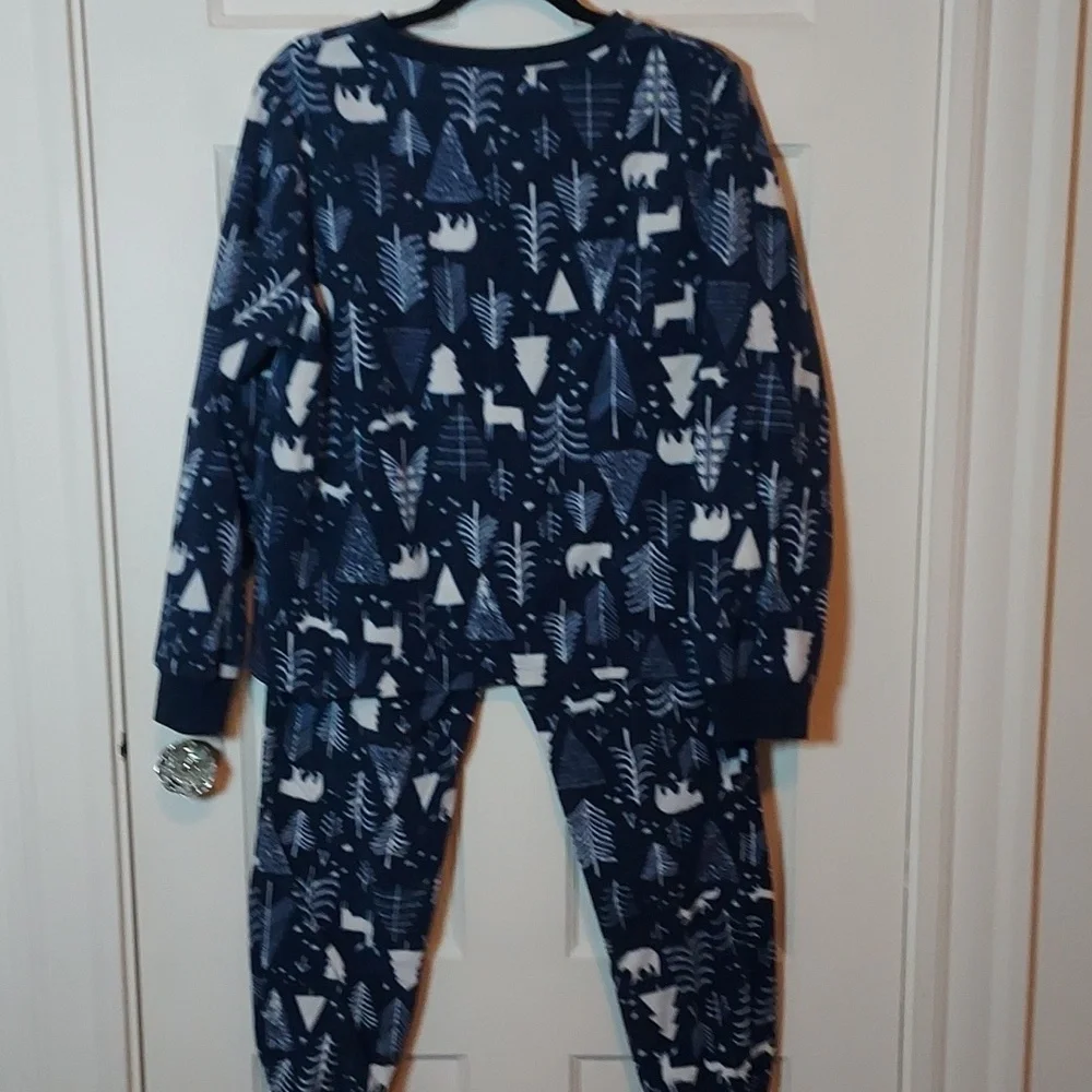 Old Navy Microfleece Pajama Set Blue Trees